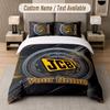 Custom Bedding Set JCB Pattern, Print Name Text 1 Duvet Cover Plus 2 Pillowcases Home Textile