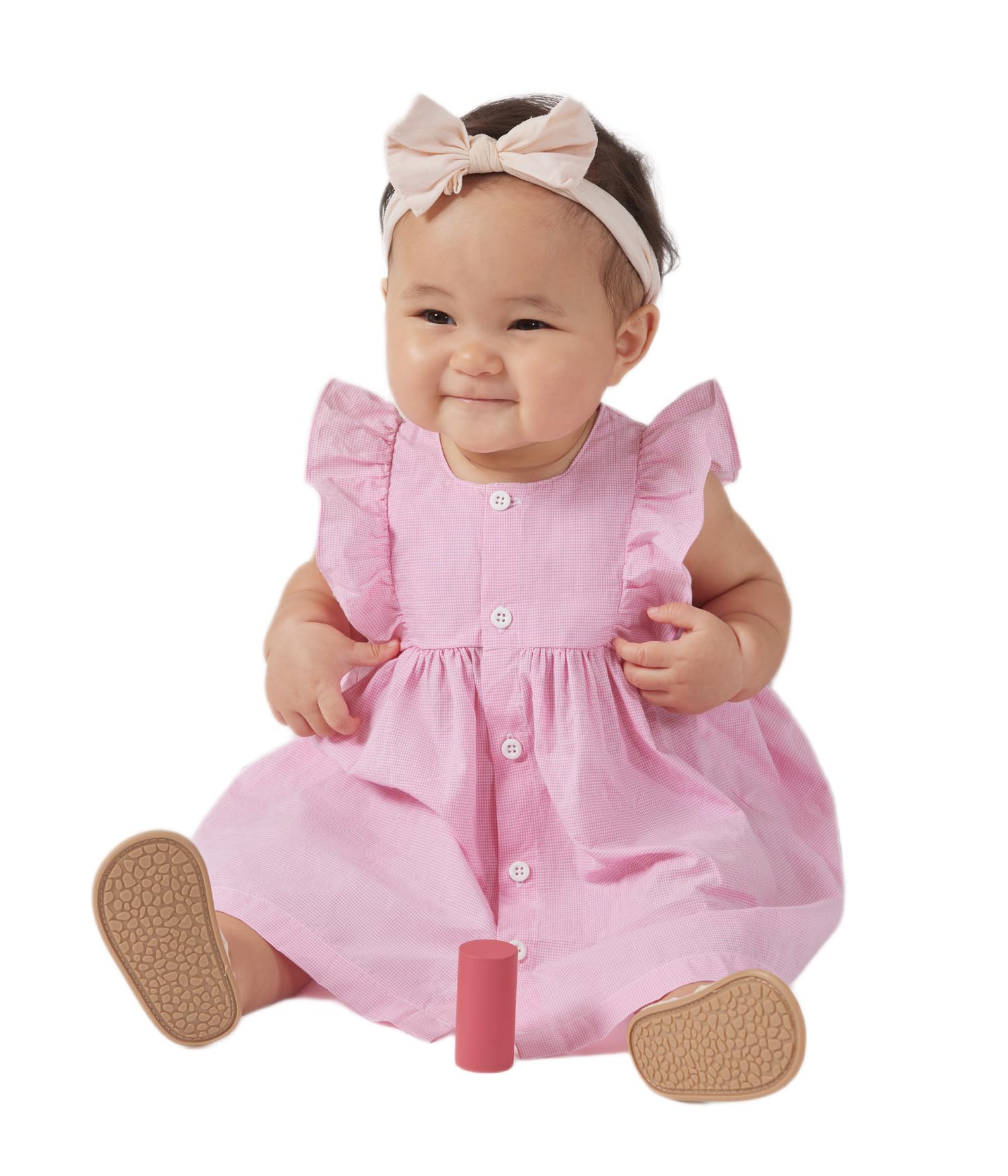 

платье A0CLO 18 месяцев 81см [Petit Bateau] с коротким рукавом Белый/Розовый