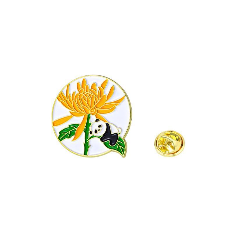 Chinese style panda brooch cute animal bag badge clothing bag accessories bamboo giant panda chain collar pin