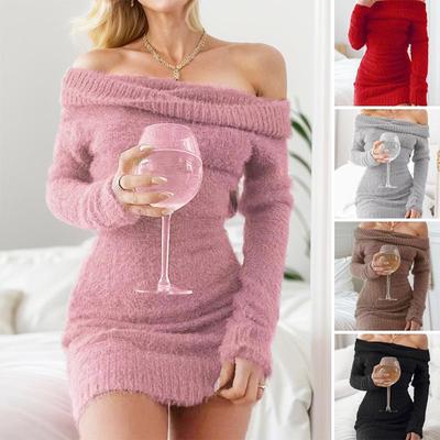 Off-the-Shoulder Long Sleeve Bodycon Evening Dress