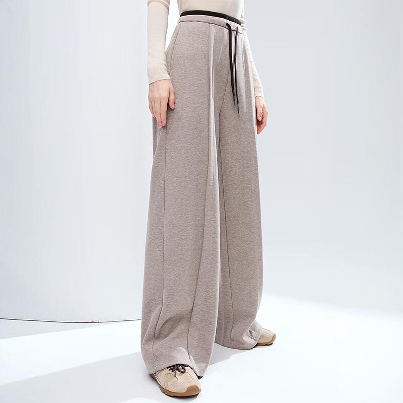 Betu Women's 2025 Winter Loose Fit Wide-Leg Pants with Color-Block Waist