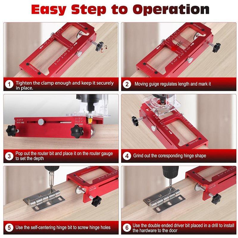 2025 Trend Adjustable Mortise Jig Door Hinge Jig Aluminum Alloy Door Hinge Template Kit 2.5" To 5" Length And Thicknesses