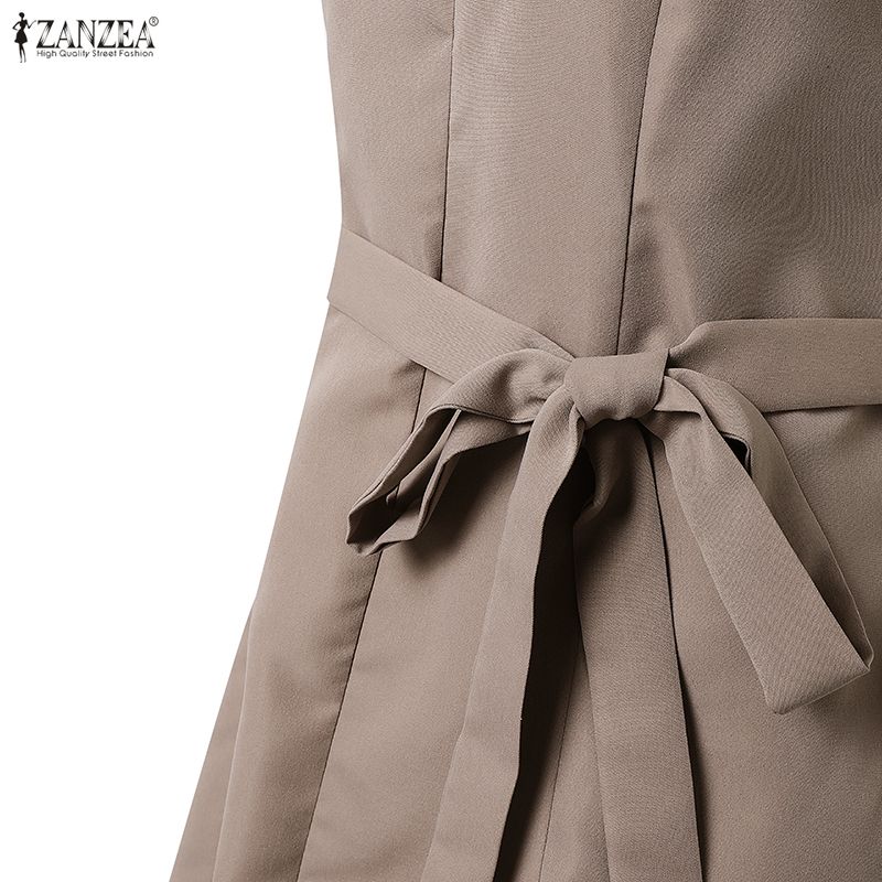 ZANZEA Lässiges Sommerkleid mit Rundhalsausschnitt und kurzen Ärmeln für Damen