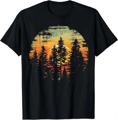 Koszulka Nature Lover's - Koszulka Forest & Sunset T-shirt Kobiety Unisex Odzież Koszulki z grafiką Koszulki Streetwear Vintage T-shirt Topy