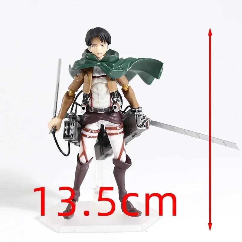 14cm Attack on Titan Levi Rivaille Rival Mikasa Ackerman Eren Jaeger Action figure toys doll Christmas gift