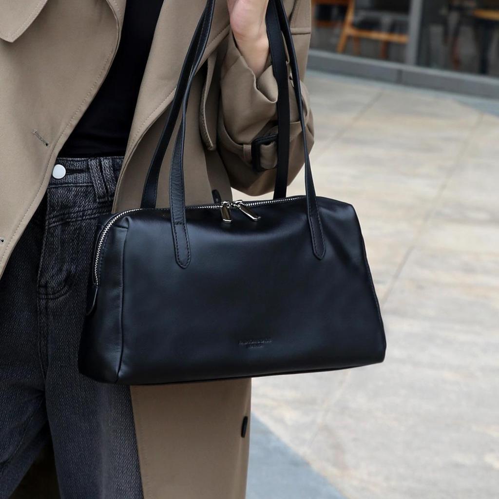 Crystal Vegetable-Tanned Cowhide Leather Crossbody Handbag - 2025 Autumn/Winter Soft Shoulder Tote