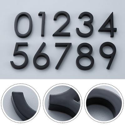 1 Pc Number Sticker W/Adhesive 60mm Glossy 3D Door Plate Number Sign Black For Outdoor Household Hotel Room Decor Accessories