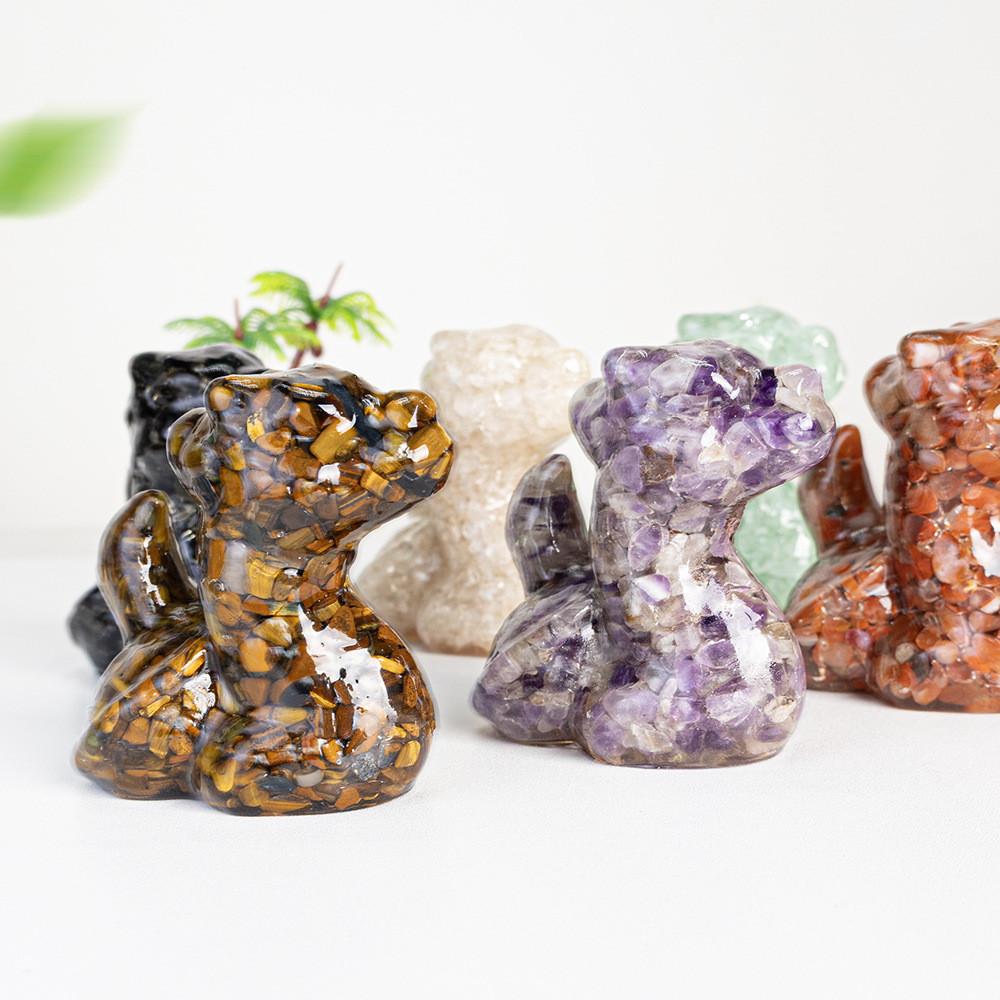 Resin Animal Figurine Home Decor With Natural Crystal For Office And Gift Ideas