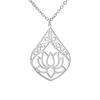 LIKGREAT Lotus Pendant Necklace Lotus Flower Double Layer Choker Stainless Steel Buddhist Yoga Meditation Jewelry Gift for Women