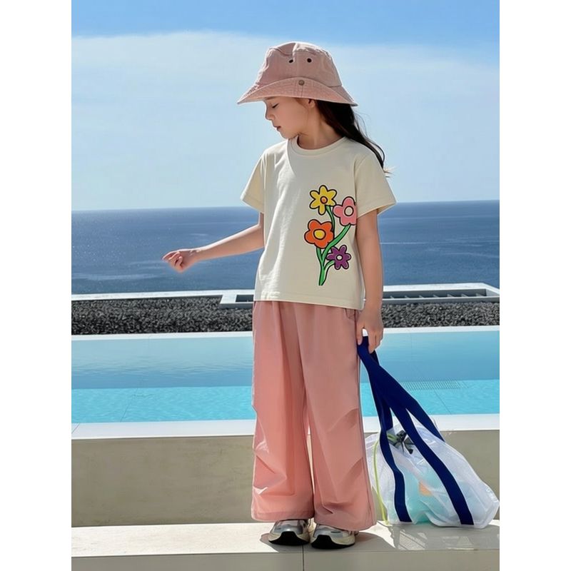 27Home Brand Export Children's Clothing 2026 Summer Floral Pure Cotton Short-Sleeved T-Shirt Girls Baby Clothes Korean Style