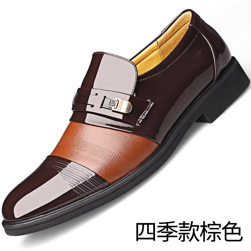 2025 Direct Sales Glossy Leather Shoes Men's Casual Formal Wear Business Inner Height Increase Men's Shoes Breathable and Non-slip