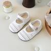 Girls' Stylish Leather Closed-Toe Summer Sandals 2026 - Breathable, Perforated, Woven & Hollow Design