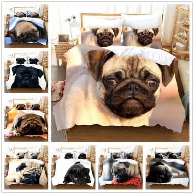 Roztomilý mops 3D Potisk Povlečení 3 ks Povlak na přikrývku & Povlak na polštář(s) Dar