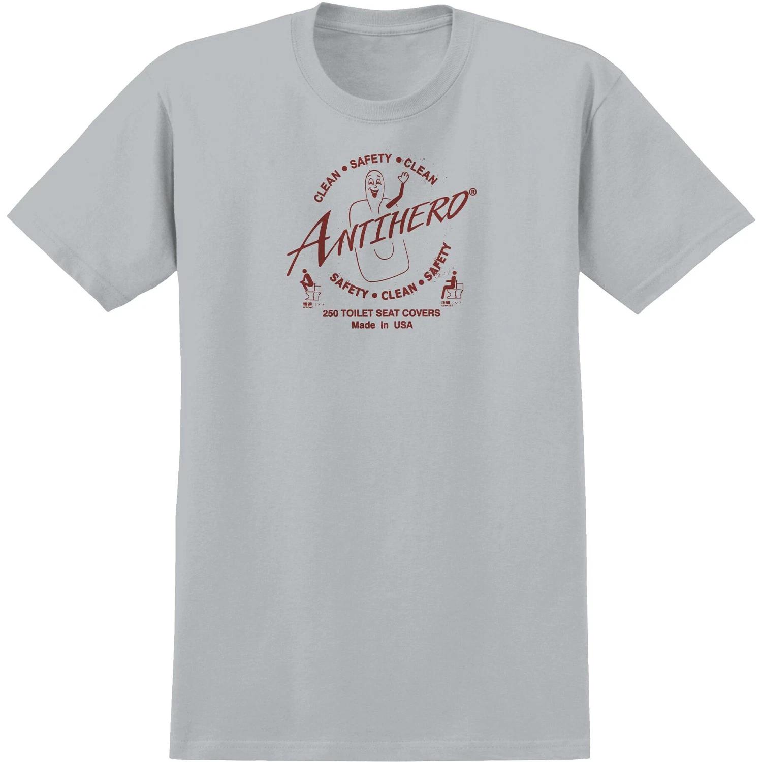 Anti Hero Skateboards Shirt Clean Safety New Silver/Burgundy S