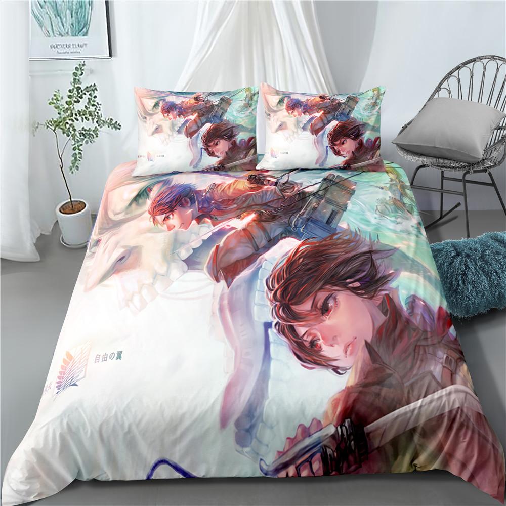 Moda Anime Attack on Titan Tessile per la Casa Federa 3D Biancheria da Letto Piumoni per Bambini Set Biancheria da Letto per Tessili per la Casa