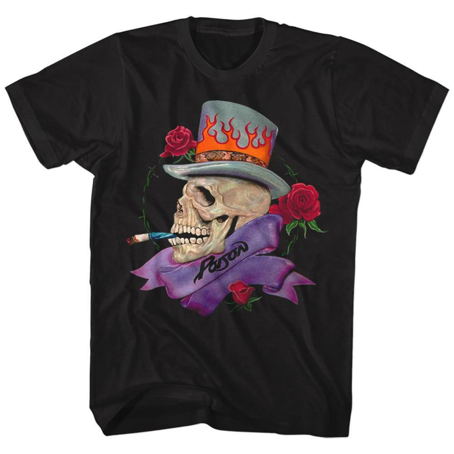 Poison Skull Smokin Black Adult T-Shirt 3XL