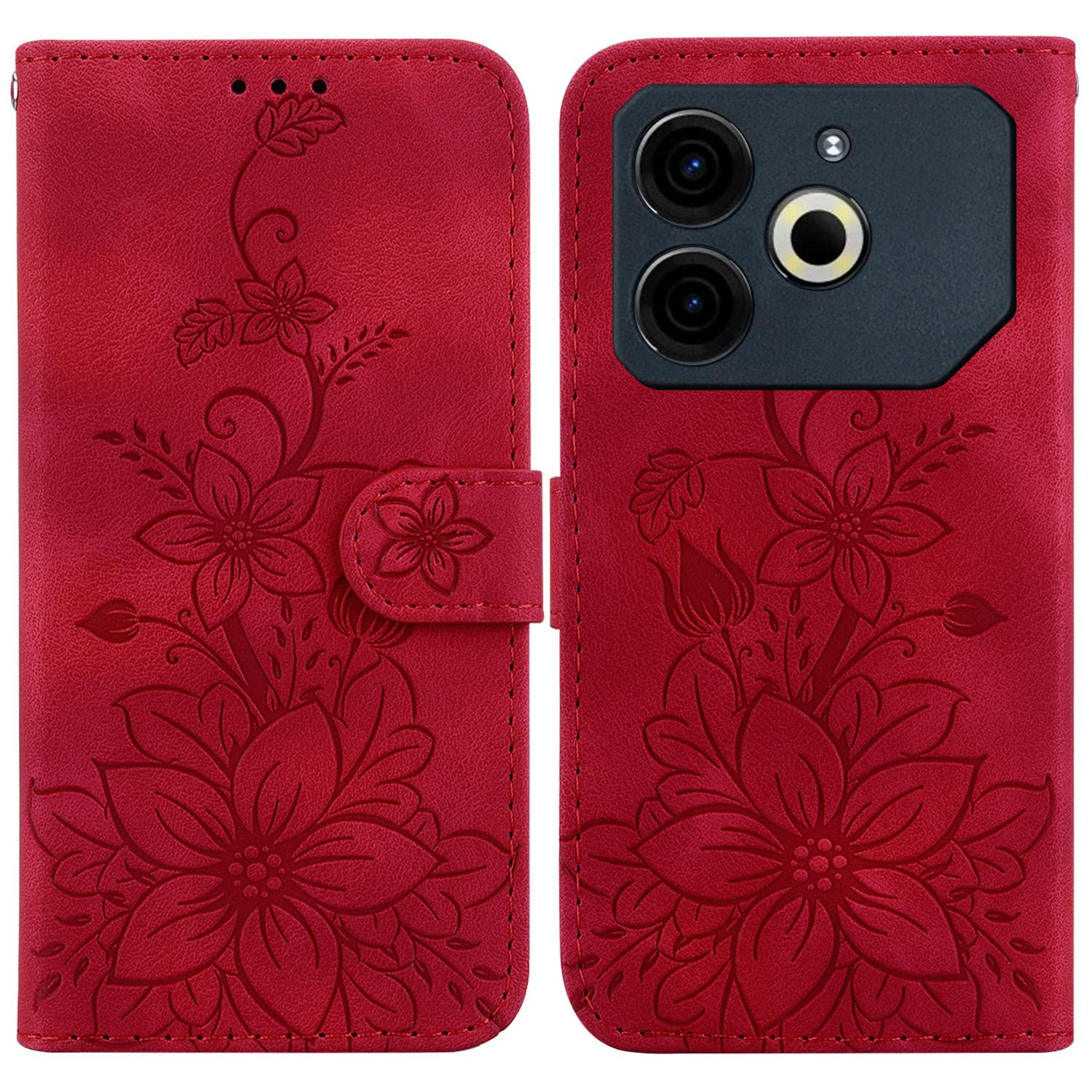 

Чехол-книжка с принтом цветка лилии из кожи для TECNO Pova 6 Neo со встроенной подставкой F