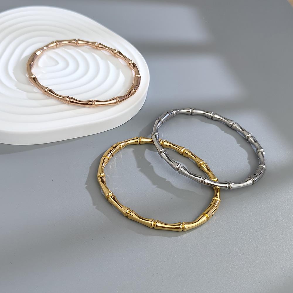 Women's Bracelet Bamboo Stainless Steel Bracelets Exquisite Gold Silvery Couple Bangles Polished Design Women Men Jewelry Gifts