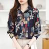 Women's Geometric Color Block Vintage Shirt, Sleeve Collar Tops, Daily Holiday Wear Red Orange for Spring Summer
