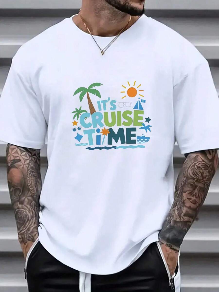 

Unisex s Cruise Black T - Shirt, It s Cruise Time Vacation Graphic Print L