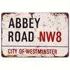 1 st Vintage Abbey Road NW8 Metallskylt - 12x16 Tum Rustik Plåt Väggkonst, Bohemisk Sliten Järndekor för Bar, Café