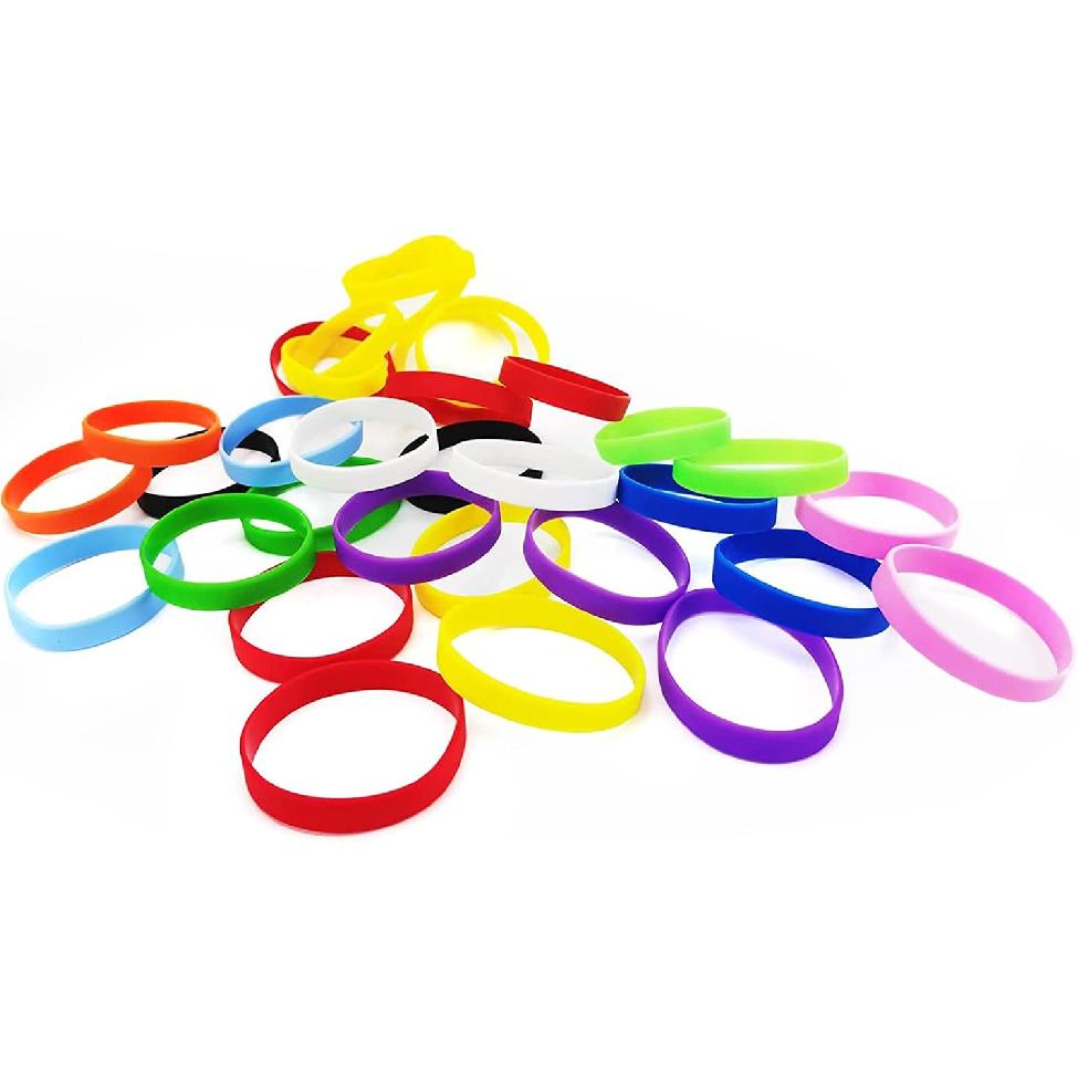 100PCS Blank Silicone Wristbands Elastic Universal Bracelets Rubber Wholesale Bracelet Bands Bulk
