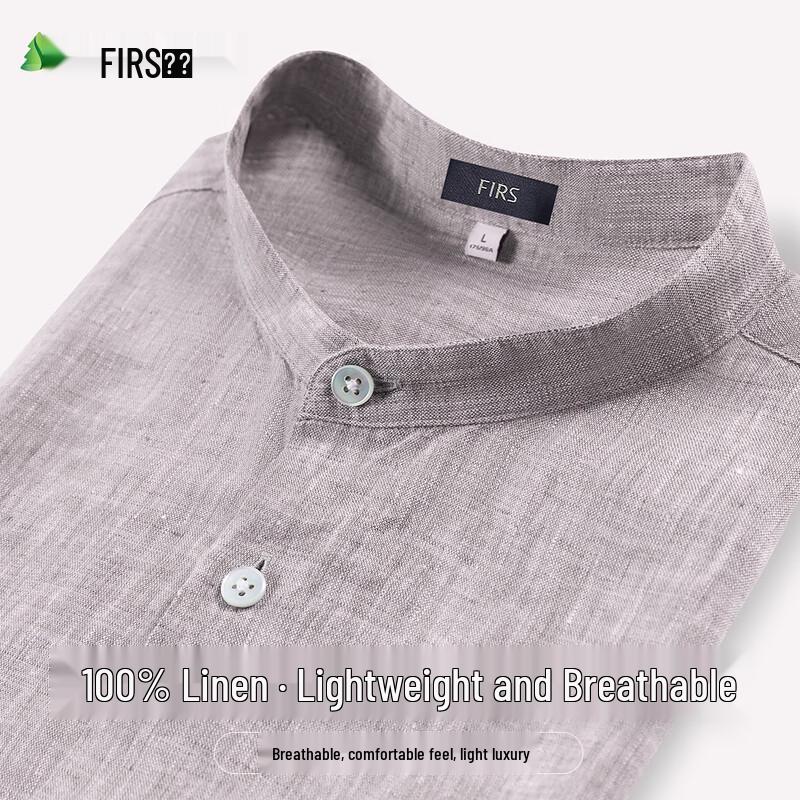 FIRS Men s 100% Linen Stand-Collar Long-Sleeve Shirt XL