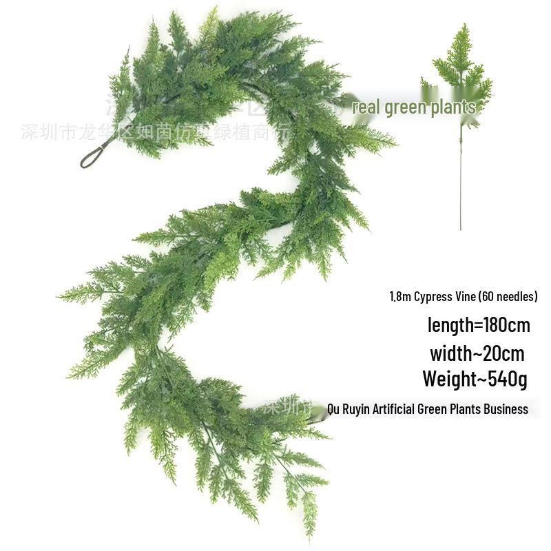 Artificial Norfolk Pine Wreath with Red Berries & Rattan Vines for Cross-Border Christmas Decoration