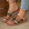 Foreign trade large size flat-bottomed slippers women's 2025 summer new European and American outer wear fringed color matching beach cool slippers 