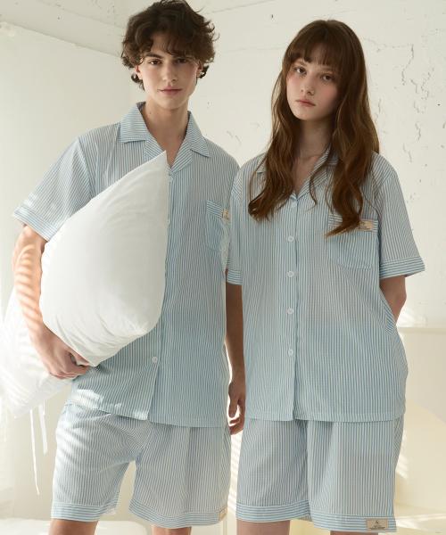 [Pink Zone] Mist Short-Sleeve Collar Pajama Set [Shipped from Korea] 100% Authentic