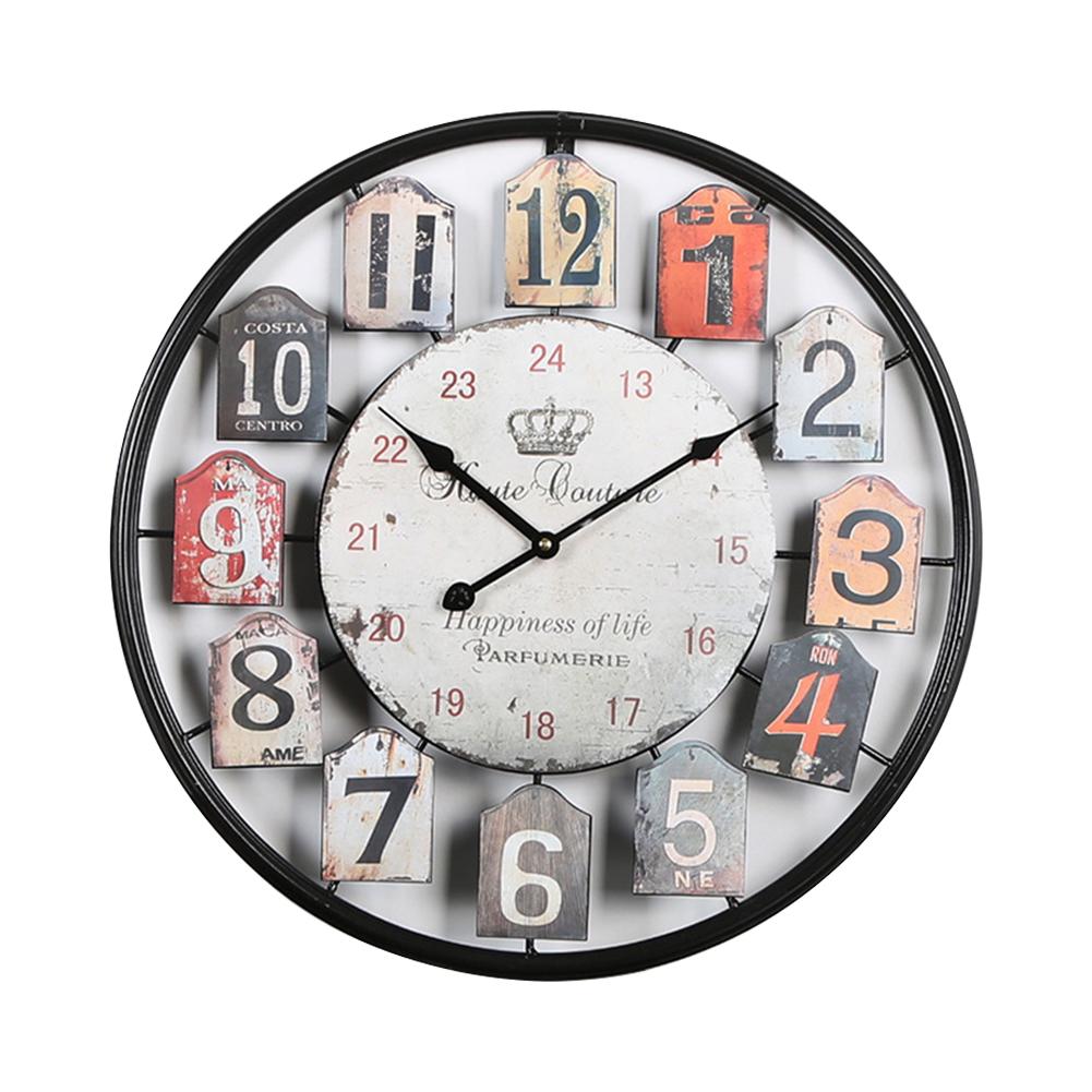 

Round Vintage Wall Clock With Arabic Numeral Silent Non ticking Home Accessories For Living Room Bedroom Decoration 12pcs black (502086)
