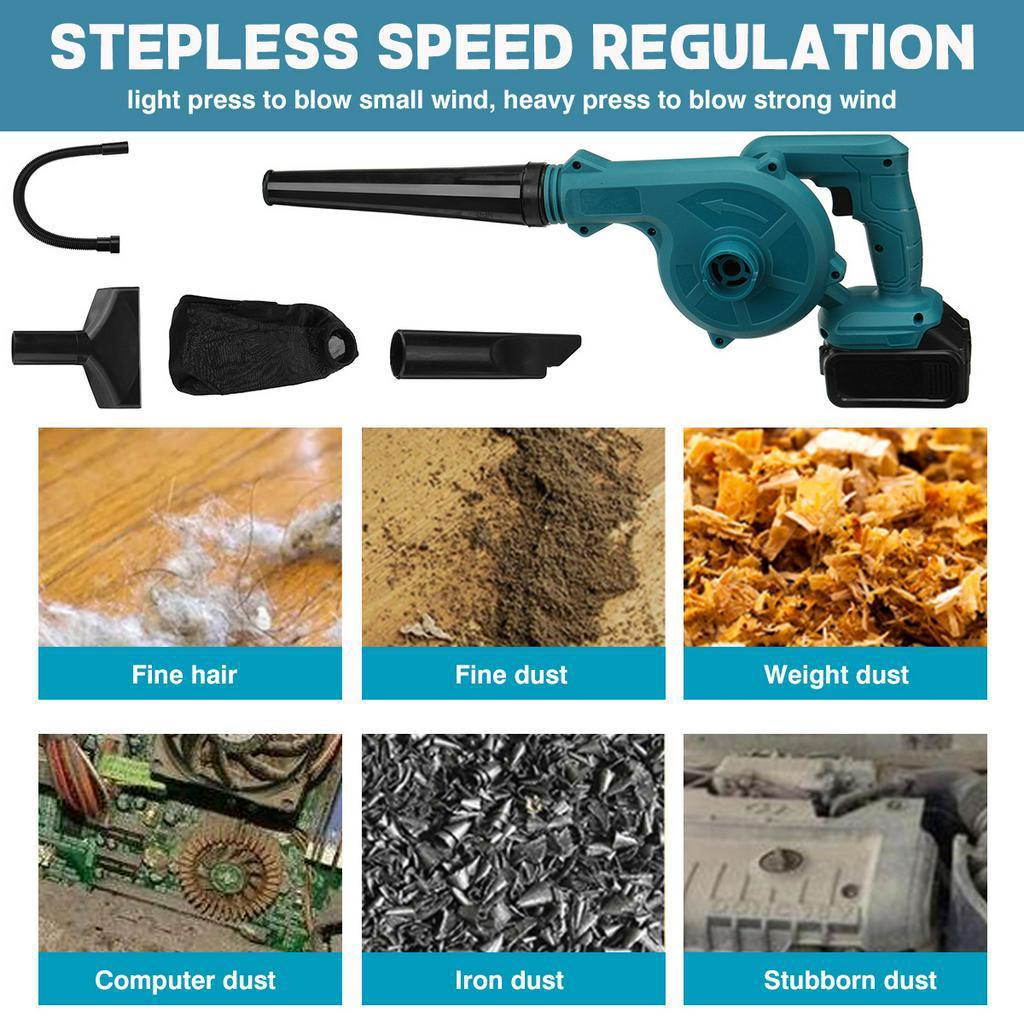2 In 1 Cordless Electric Air Blower & Suction Handheld Leaf Computer Dust Collector Cleaner Power Tool For 18V Battery