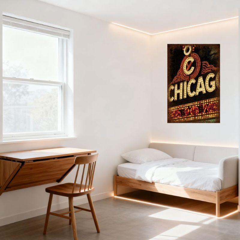 Vintage Chicago Musical Tin Sign Retro Illuminated Theater Plaque Neon Style Floral Decor for Man Cave Bar Cafe Home Wall Art