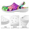 White EVA Clogs with Mystical Moon Print, Lightweight Slip On Garden Shoes, Breathable Beach Sandals, Indoor Outdoor Slippers for Men Women