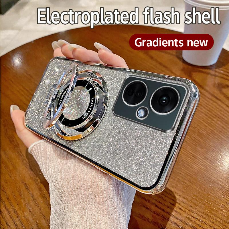 Gradient Glitter CD Ring Stand Phone Case For OnePlus 12 8T 9R 10 11 Pro 11R Nord 3 CE 2 3 Lite  ACE 2V 3V N20 N30 5G Soft Cover