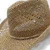 Curved Brim Sun Hat Hand-Weave Panama Hat Retro Straw Cowboy Hat  Beach Travel