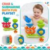 Bath Toy Crab Water Wheel Spinner with Whale and Submarine Features Suction Cup Mounted Bath Toy Set for Kids