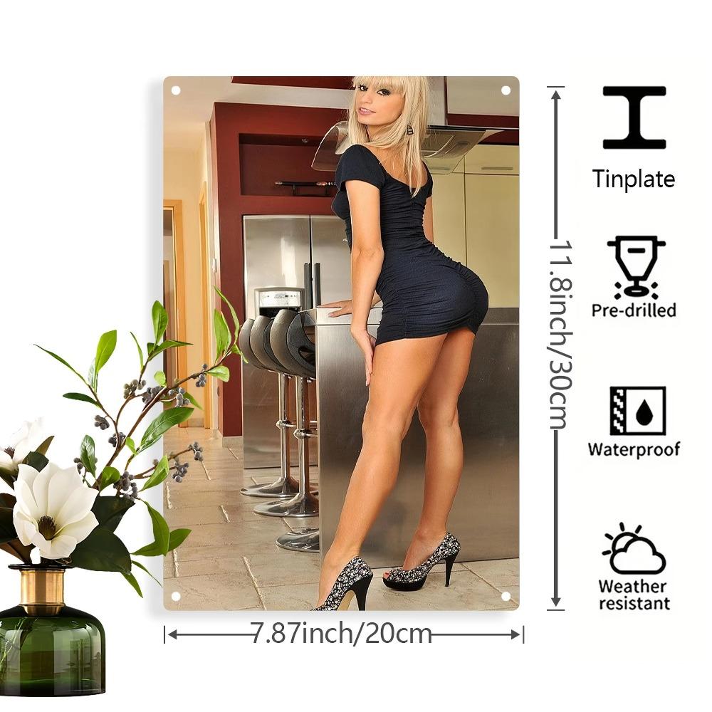 Boutique Iron Wall Art Vintage Black Dress Heels Weather Resistant Home Decor