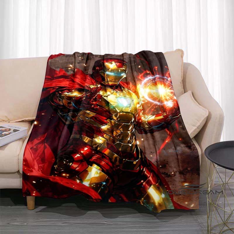 

Available in Various Sizes, These Cartoon Iron Man Blankets Are Soft, Fluffy Flannel Blankets Perfect for Use on Sofas, in The 75x90cm