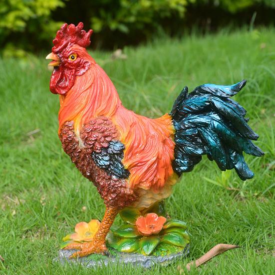 Chicken Figurine, Lifelike Resin Hen Rooster Garden Statue, Standing Farm Animal Sculpture for Yard, Lawn Garden, Outdoor Decor