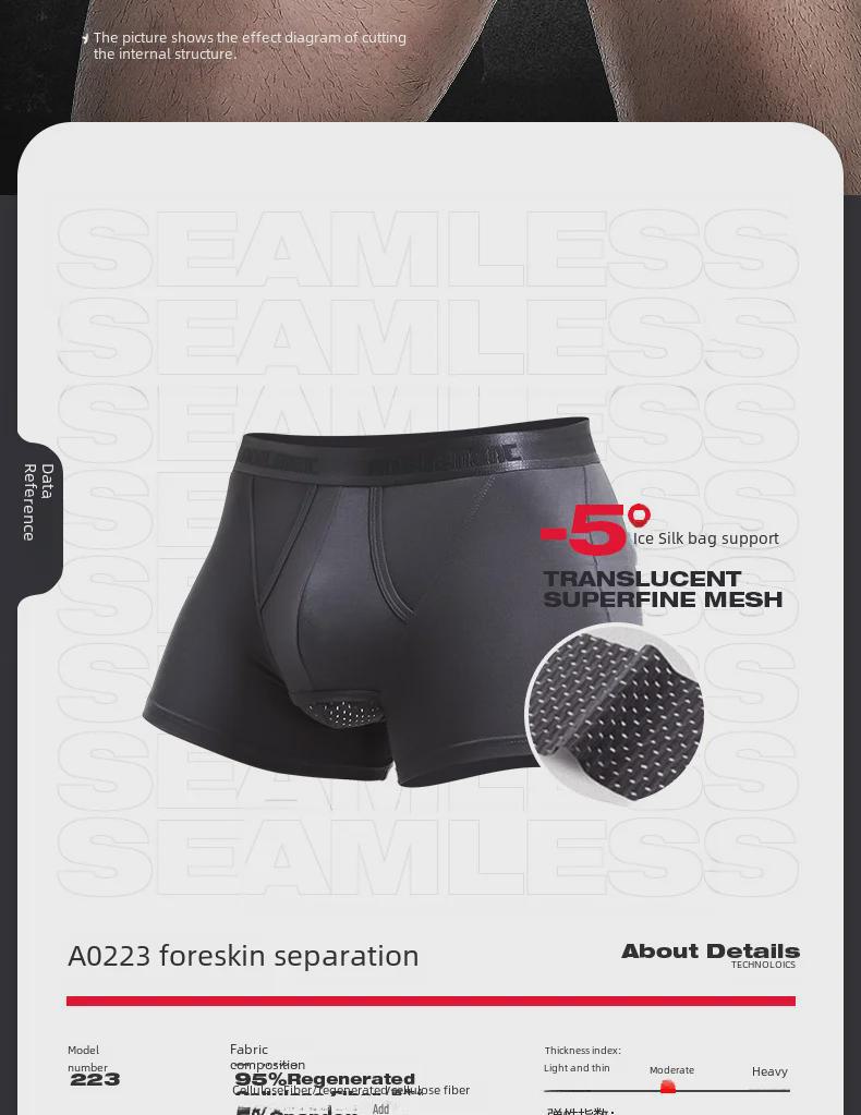 Men's Breathable Foreskin Bullet-Type Separation Boxer Briefs with Scrotum Support