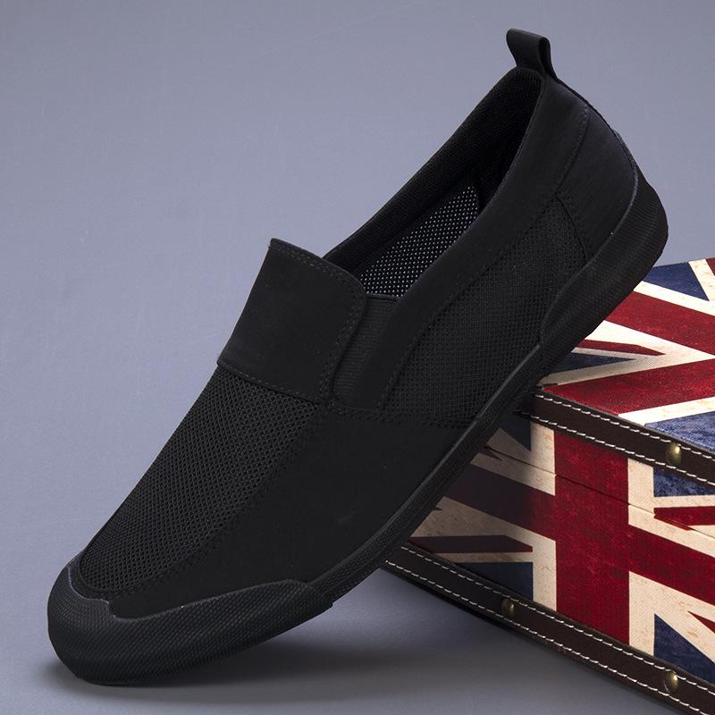 New Summer Flying Mesh Breathable Fabric Men's Shoes Lightweight Lazy Shoes Trendy Board Shoes Old Beijing Cloth Shoes