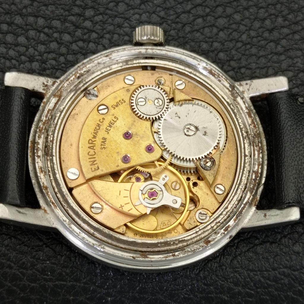 Enicar STAR JEWELS HAND-WINDING 1140 VINTAGE SWISS MENS GREY WATCH A702040-5 R208-a702040