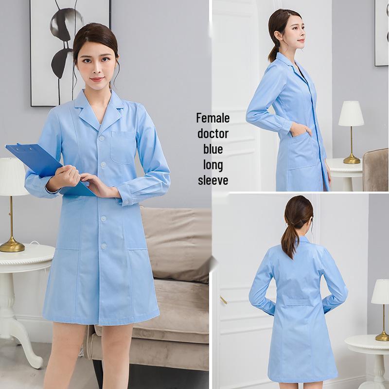 Saint Snowland Îmbrăcăminte medicală unisex: Halat Alb cu Mâneci Lungi și Scurte, Protecție Muncă Albastru pentru Utilizare Spitalicească și de Laborator