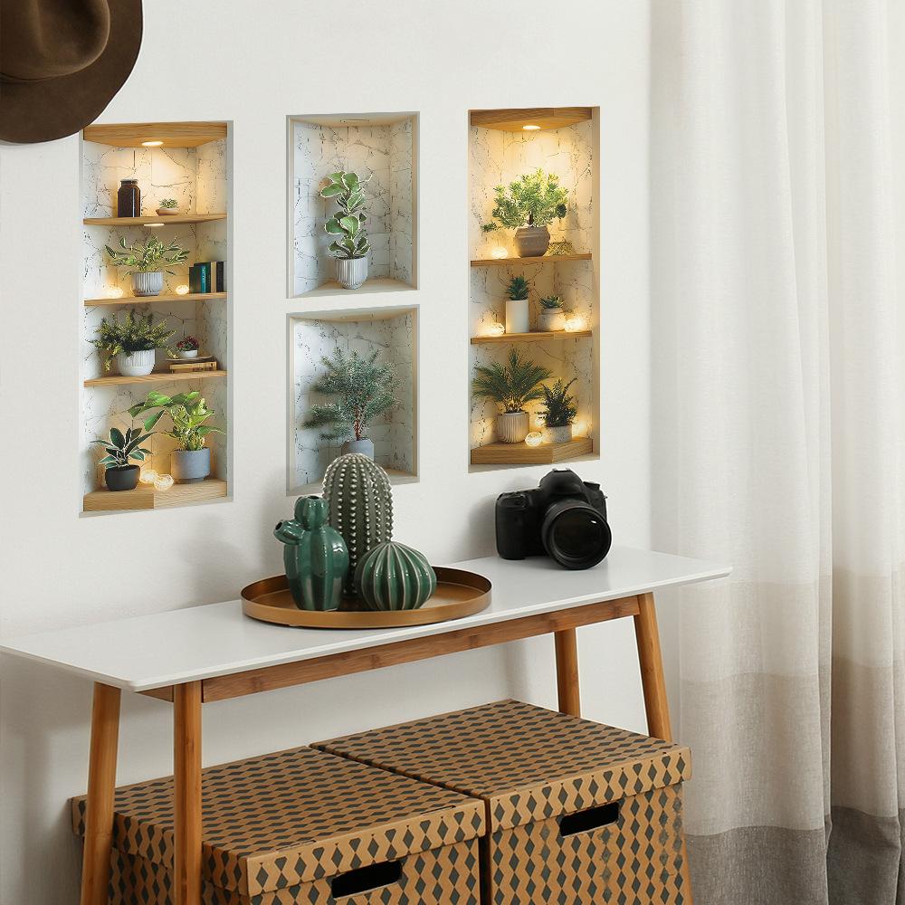 Creative Simulation Shelving, Background Decoration Stickers for The Living Room Entrance