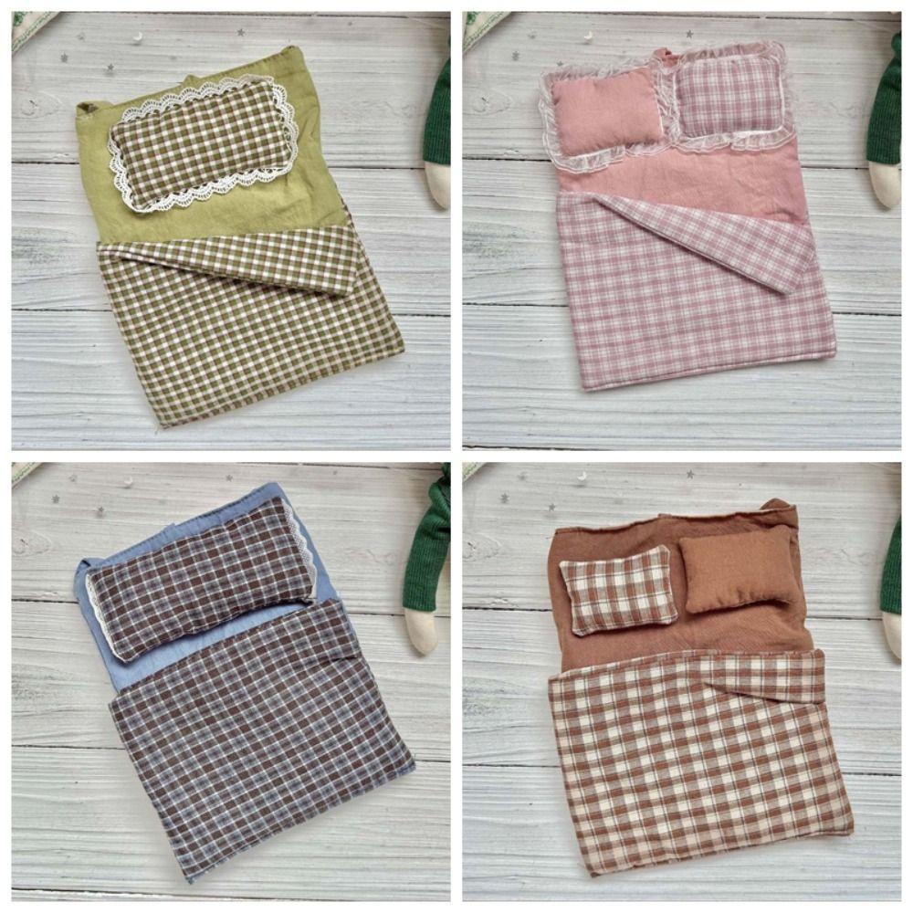 Adjustable Strap Lace Plaid Cloth Pouch Polyester Countryside Style Pillow Crossbody Bag Lightweight Bow Storage Shoulder Bag
