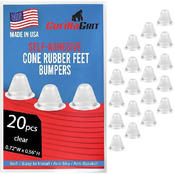 Kegelförmige durchsichtige Gummipuffer - 16er-Kombination - Hohe Gummi-Füßchen-Abstandshalter für Elektronik, Computer-Audio-Geräte, Auto-LKW-Insektenschutz, Schneiden