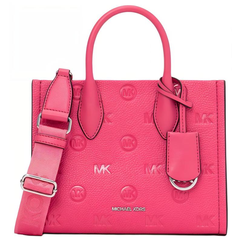 MICHAEL KORS Mirella Silver Hardware Letter Embossed PU Handbag Small Women s Hibiscus серебряный