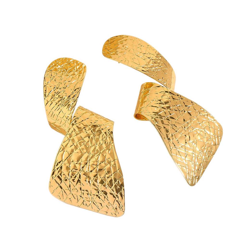 European Geometric Irregular Pleated Alloy Earrings