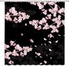 Cherry Blossom Shower Curtain Pink Plum Flower Asian Japanese Aesthetic Black Bathroom Decor Curtains Set With Hooks